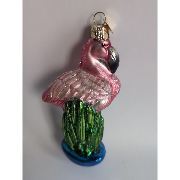 Vtg Flamingo Christmas Ornament 2002 Old World Christmas 5” Blown Glass - Picture 2 of 3